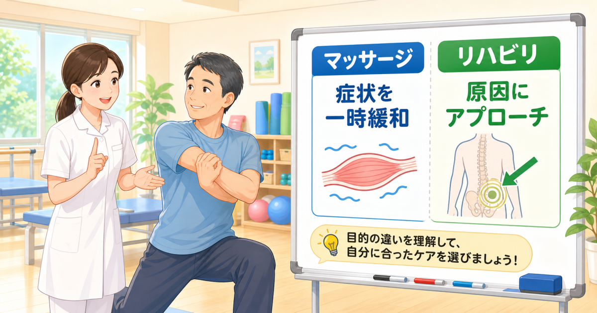 ■リハビリとマッサージの違い——目的・アプローチ・効果を比較