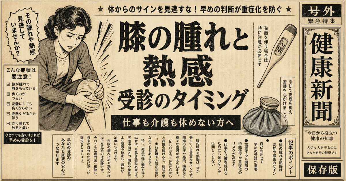 仕事や介護を休めない!膝の腫れと熱感で受診するタイミングとは