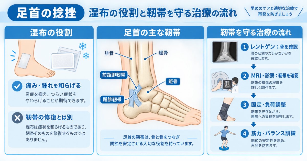 捻挫が湿布だけで治るという誤解を解消し、靭帯を守る正しい治療へ